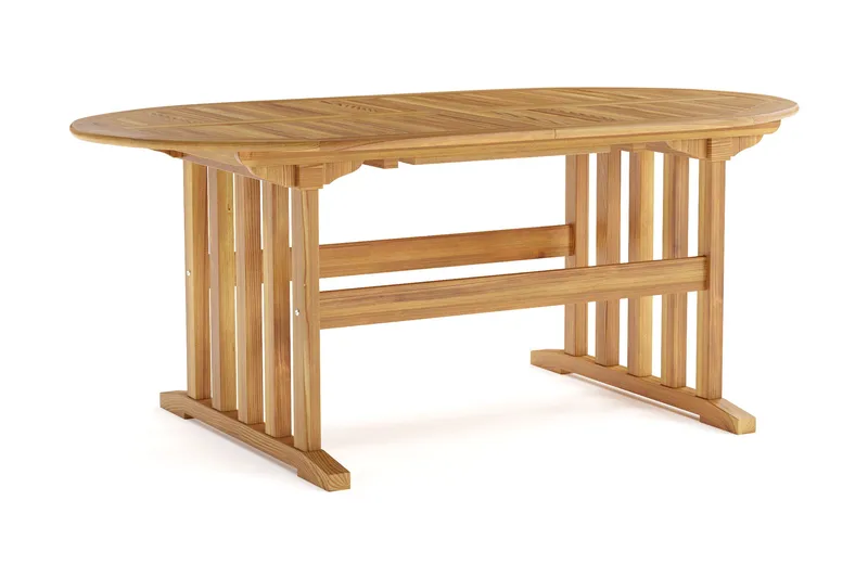 Menorca stort ovalt uttrekkbart spisebord i tre utendørs 100x180 cm, Teak / natur
