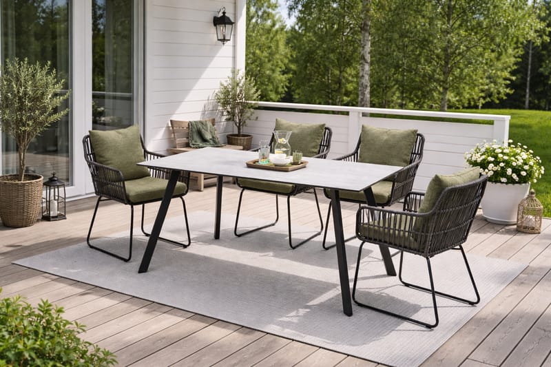 OPAL Bord Rektangulært 160 cm - Grå - Hagemøbler - Hagebord - Spisebord ute