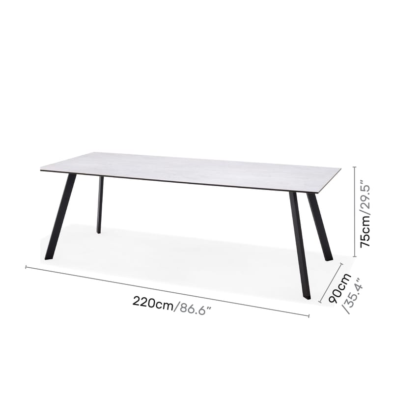 OPAL Utebord Rektangulært 220 cm - Grå - Hagemøbler - Hagebord - Spisebord ute