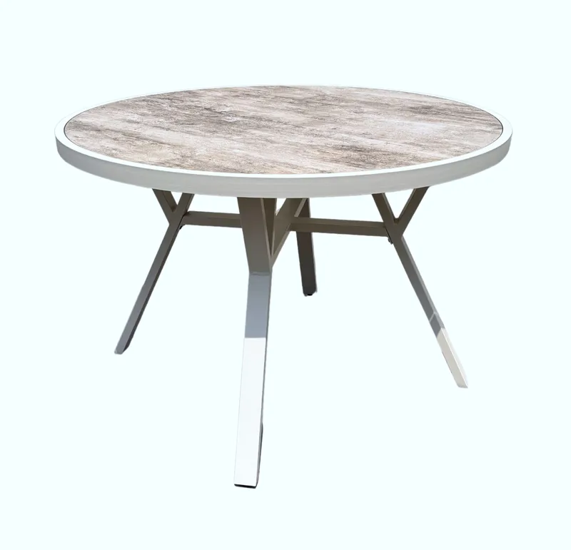 Palermo Utebord Rund Ø110 cm - Grå/Beige - Hagemøbler - Hagebord - Spisebord ute