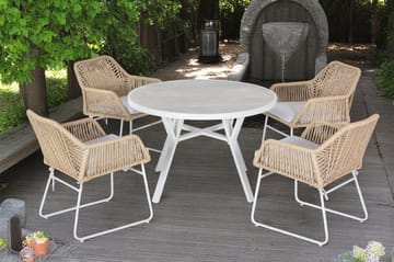Palermo Utebord Rund Ø110 cm - Grå/Beige - Hagemøbler - Hagebord - Spisebord ute