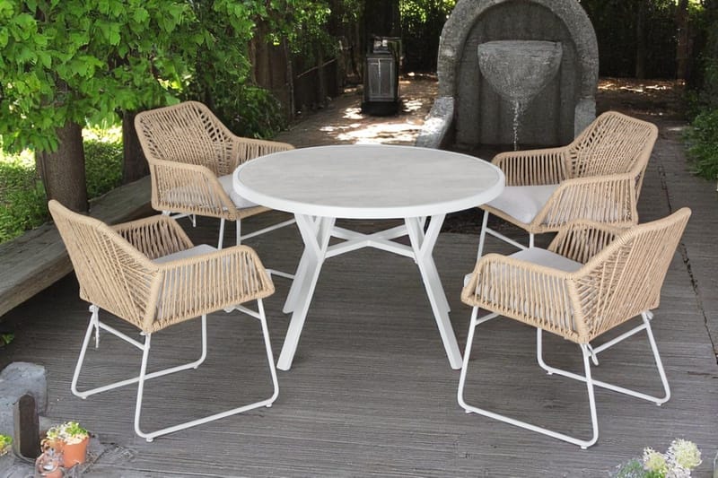 Palermo Utebord Rund Ø110 cm - Grå/Beige - Hagemøbler - Hagebord - Spisebord ute