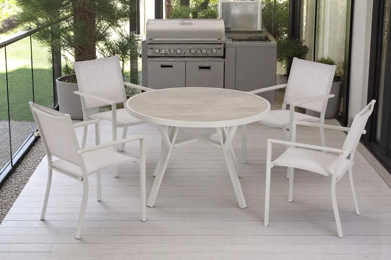 Palermo Utebord Rund Ø130 cm - Grå/Beige - Hagemøbler - Hagebord - Spisebord ute