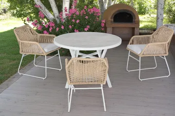 Palermo Utebord Rund Ø130 cm - Grå/Beige - Hagemøbler - Hagebord - Spisebord ute