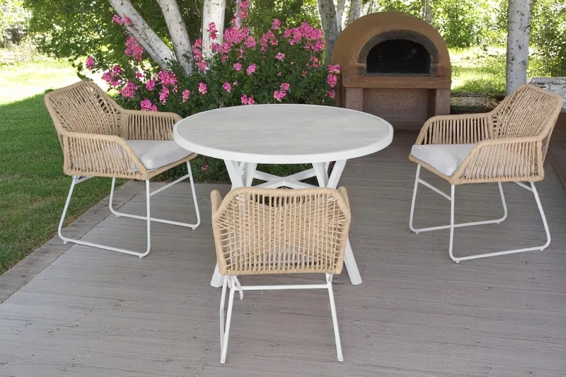 Palermo Utebord Rund Ø130 cm - Grå/Beige - Hagemøbler - Hagebord - Spisebord ute