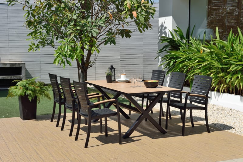 Panama Utebord 200 cm - Tre/Svart - Hagemøbler - Hagebord - Spisebord ute