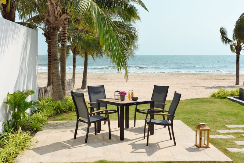 Panama Utebord 90 cm - Tre/Svart - Hagemøbler - Hagebord - Spisebord ute