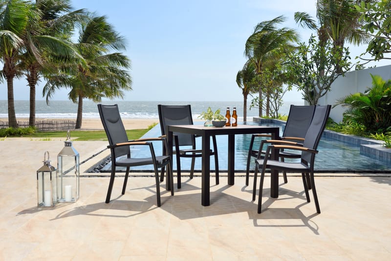 Panama Utebord 90 cm - Tre/Svart - Hagemøbler - Hagebord - Spisebord ute