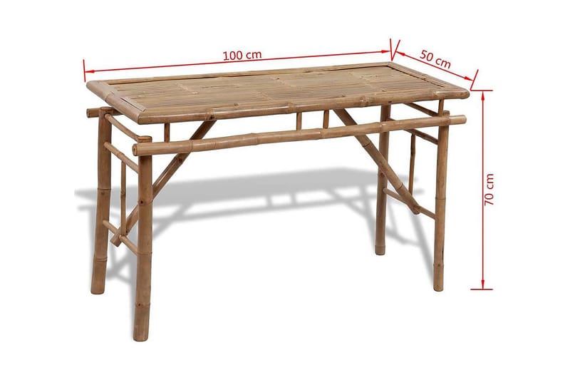 Ølbord med 2 benker 100 cm bambus - Bambus - Hagemøbler - Hagebord - Piknikbord