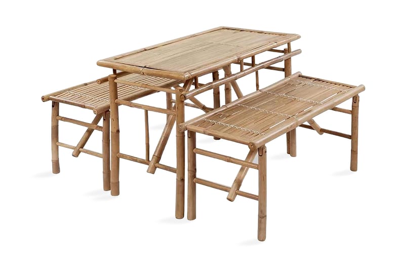 Ølbord med 2 benker 100 cm bambus - Bambus - Hagemøbler - Hagebord - Piknikbord