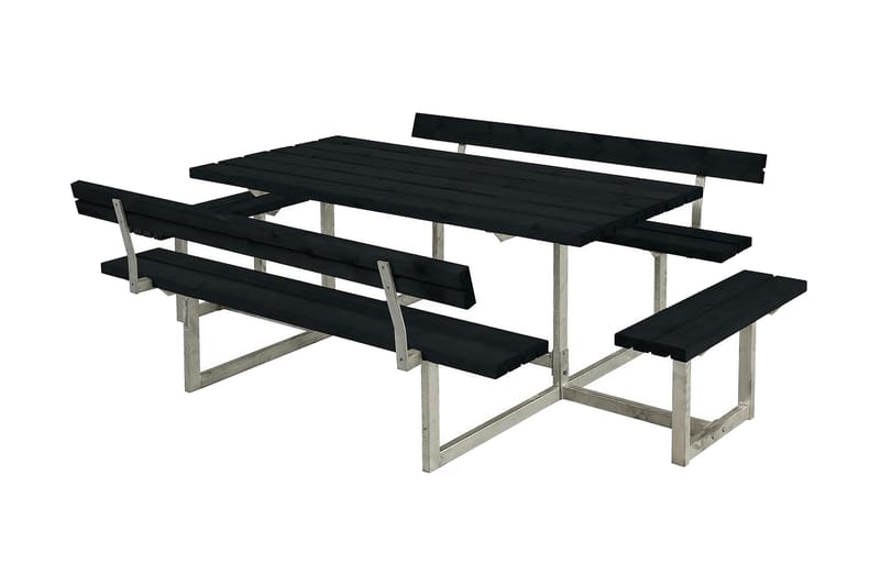 Basic bord- og benkesett med 2 ryggstøtter + 2 påbygginger - Hagemøbler - Hagebord - Piknikbord