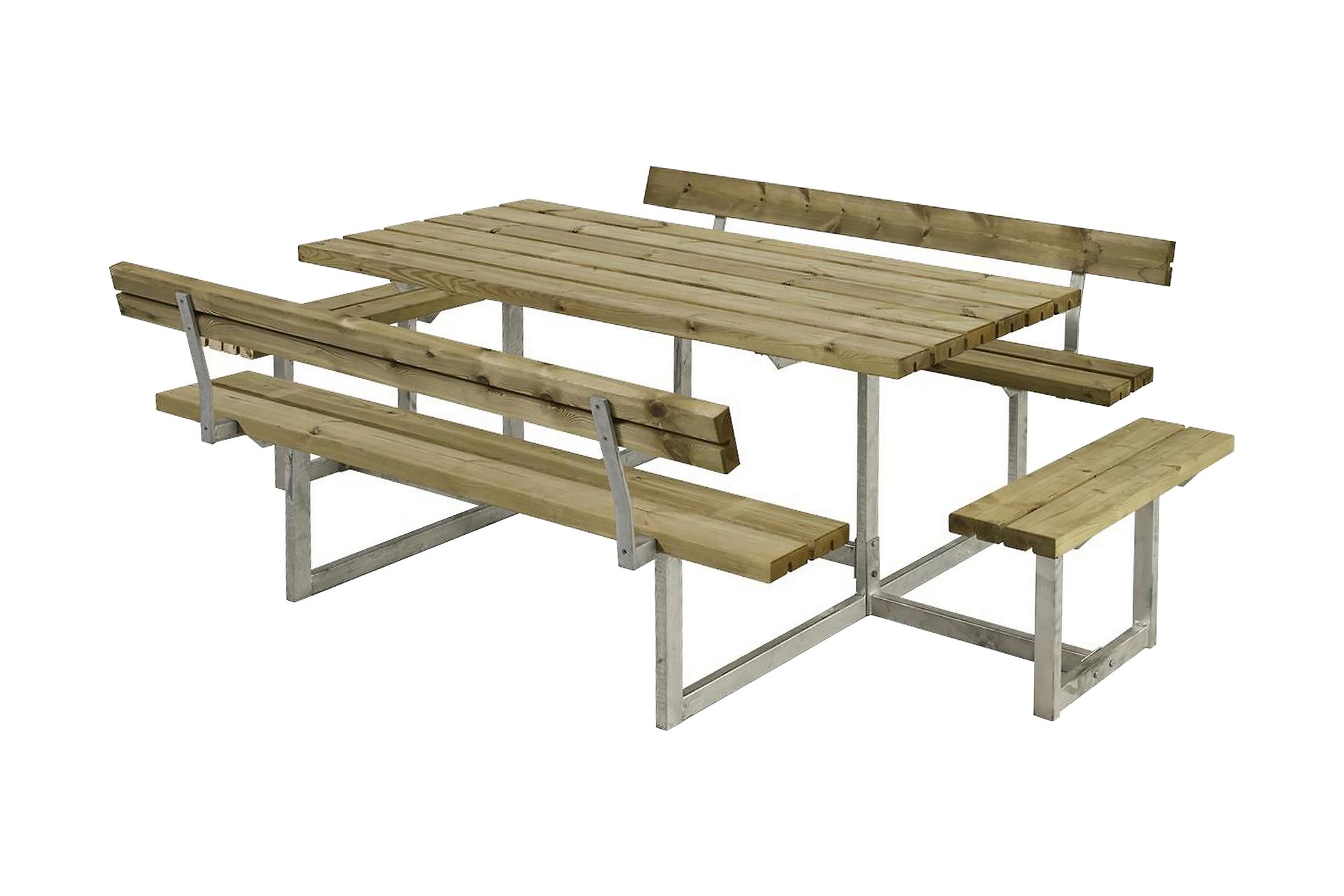 Basic bord- og benkesett med 2 ryggstøtter + 2 påbygginger - Hagemøbler - Hagebord - Piknikbord
