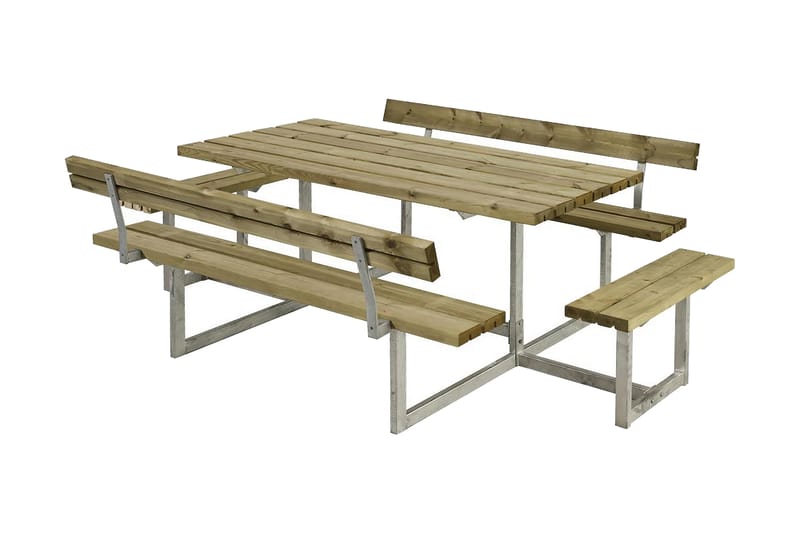 Basic bord- og benkesett med 2 ryggstøtter + 2 påbygginger - Hagemøbler - Hagebord - Piknikbord
