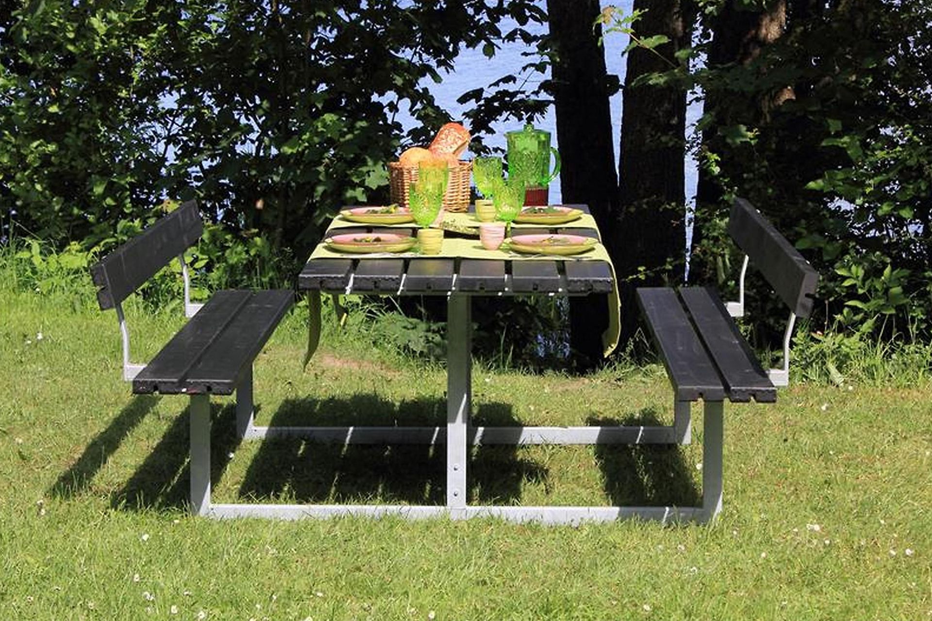 Basic bord- og benkesett med 2 ryggstøtter - Hagemøbler - Hagebord - Piknikbord