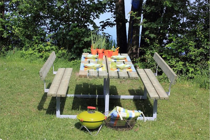 Basic bord- og benkesett med 2 ryggstøtter - Hagemøbler - Hagebord - Piknikbord