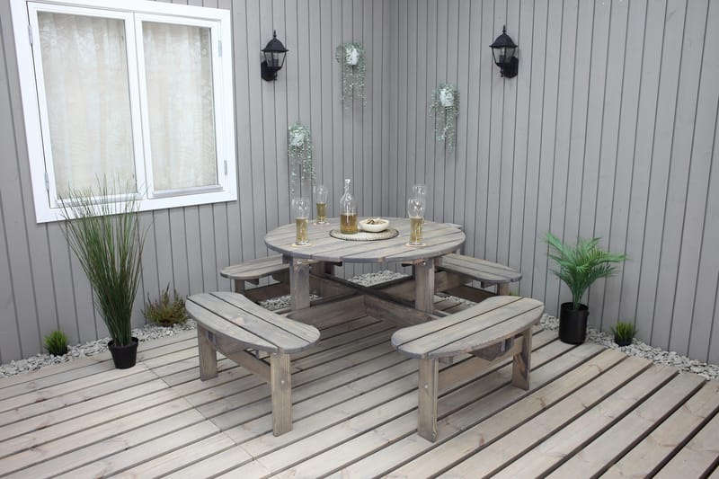 Frankfurt Piknikbord - Brun - Hvit - Hagemøbler - Hagebord - Piknikbord