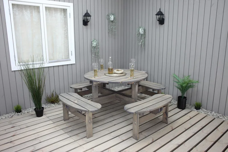 Frankfurt Piknikbord - Brun - Hvit - Hagemøbler - Hagebord - Piknikbord