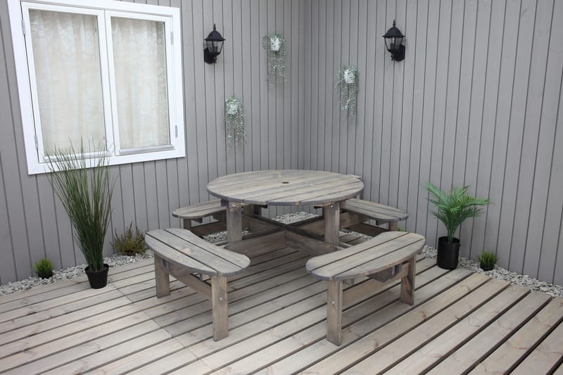 Frankfurt Piknikbord - Brun - Hvit - Hagemøbler - Hagebord - Piknikbord