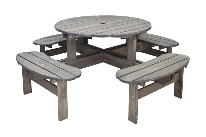 Frankfurt Piknikbord - Brun - Hvit - Hagemøbler - Hagebord - Piknikbord