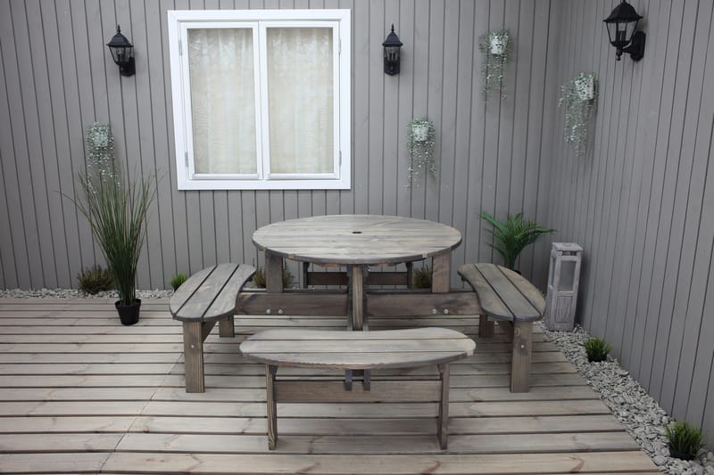 Frankfurt Piknikbord - Brun - Hvit - Hagemøbler - Hagebord - Piknikbord