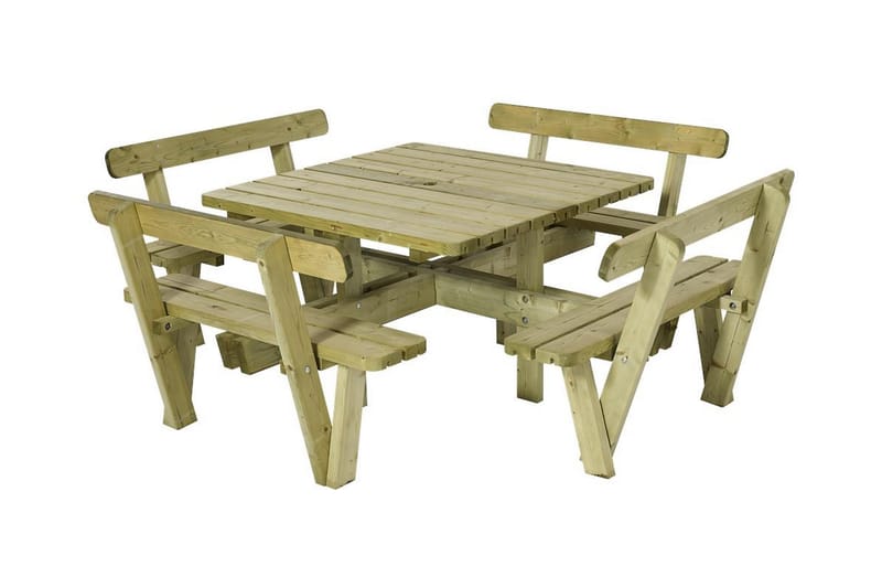 Gudrun Piknikbord med Benk med Ryggstøtte - Naturell - Piknikbord