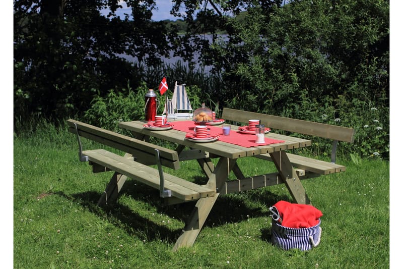 Gudrun Piknikbord med Benk med Ryggstøtte - Tre - Hagemøbler - Hagebord - Piknikbord