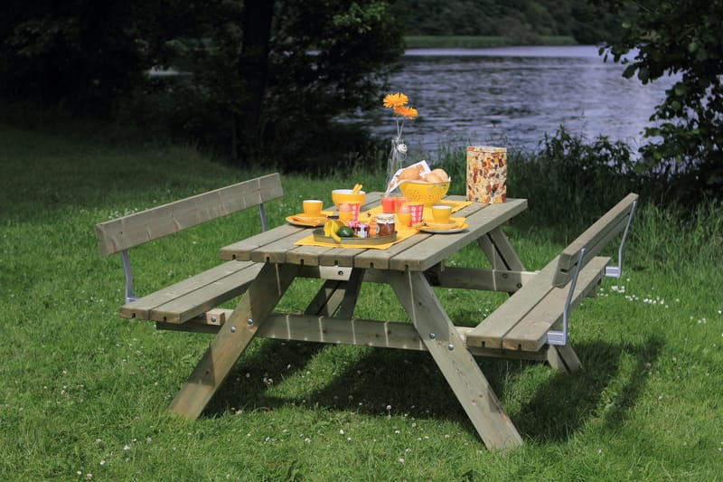 Gudrun Piknikbord med Benk med Ryggstøtte - Tre - Piknikbord