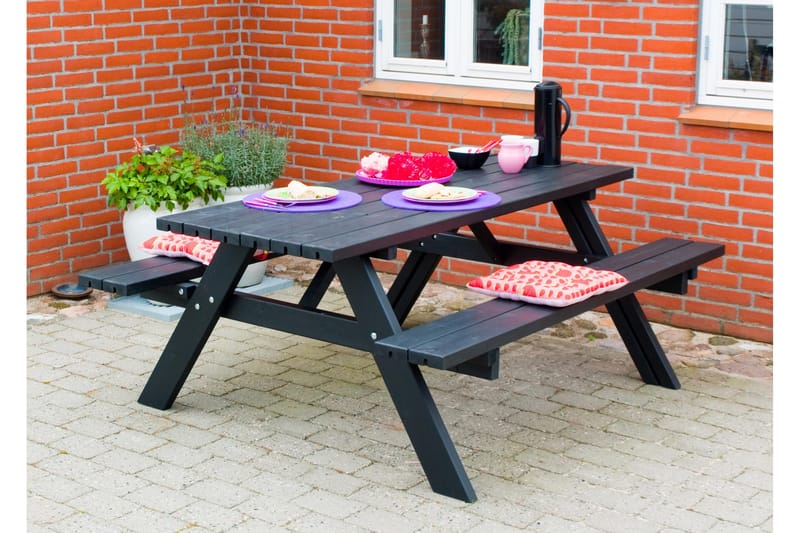 Gudrun Piknikbord med Benk 177 cm - Svart - Hagemøbler - Hagebord - Piknikbord