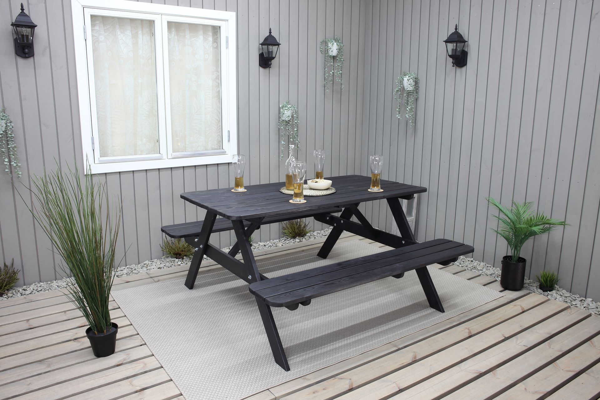 Nancie Piknikbord 158 cm - Kaffesvart - Hagemøbler - Hagebord - Piknikbord