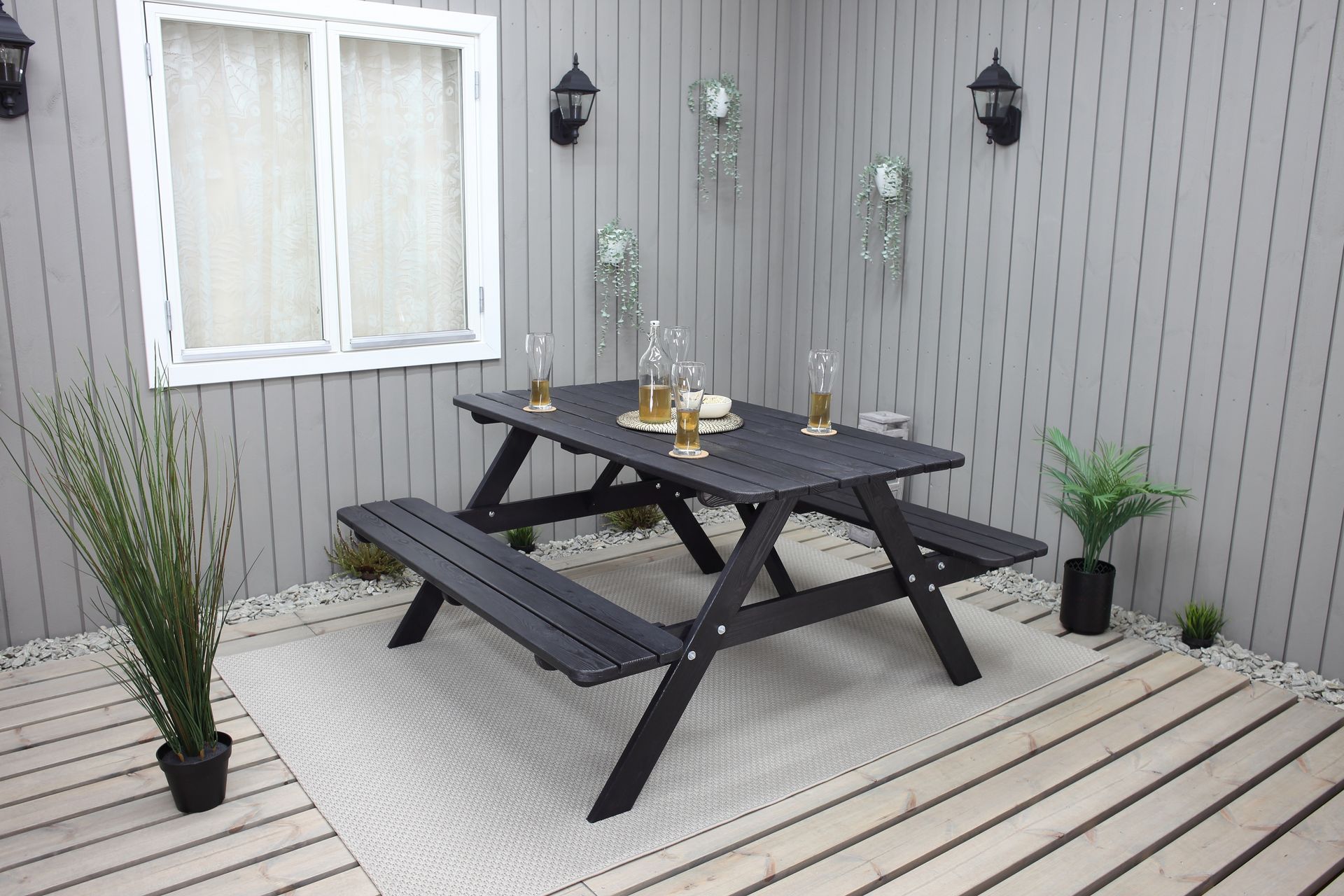 Nancie Piknikbord 158 cm - Kaffesvart - Hagemøbler - Hagebord - Piknikbord