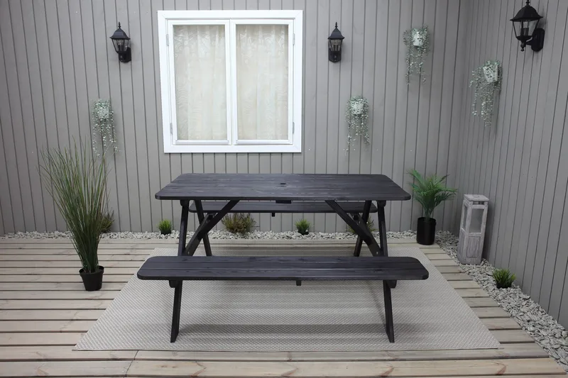 Nancie Piknikbord 158 cm - Kaffesvart - Hagemøbler - Hagebord - Piknikbord