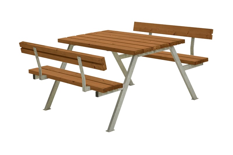 PLUS Alpha Bord/Benksett med 2 Ryggstøtte 118 cm Grunnet Tea - Hagemøbler - Hagebord - Piknikbord