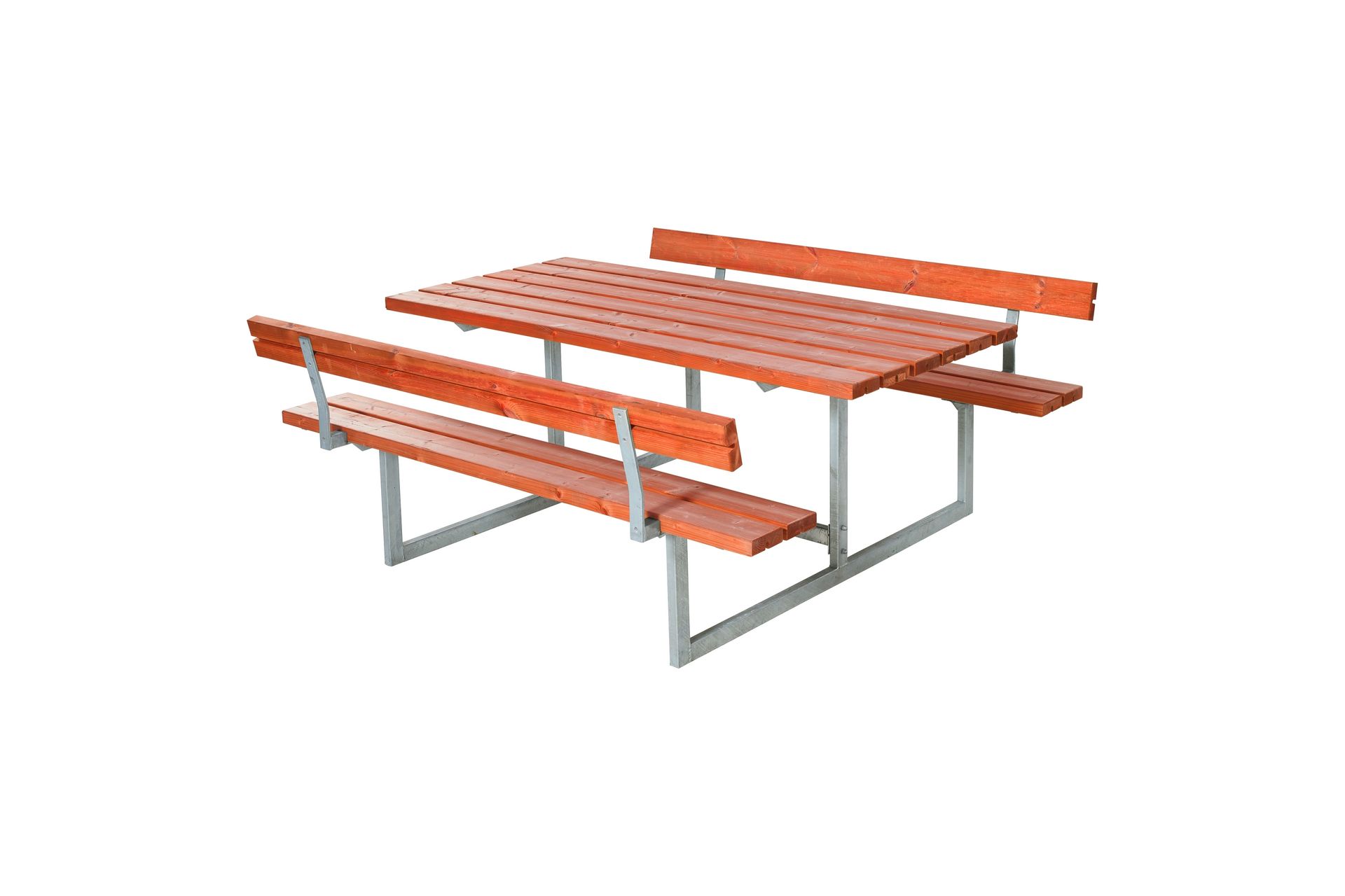 PLUS Basic Benksett med 2 Ryggstøtte 177 cm Grunnmalt Teak - Hagemøbler - Hagebord - Piknikbord