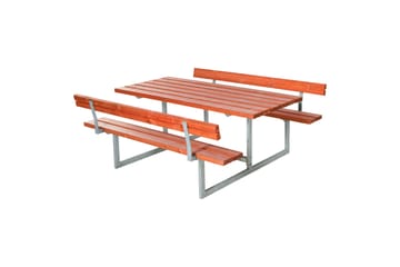 PLUS Basic Benksett med 2 Ryggstøtte 177 cm Grunnmalt Teak - Hagemøbler - Hagebord - Piknikbord