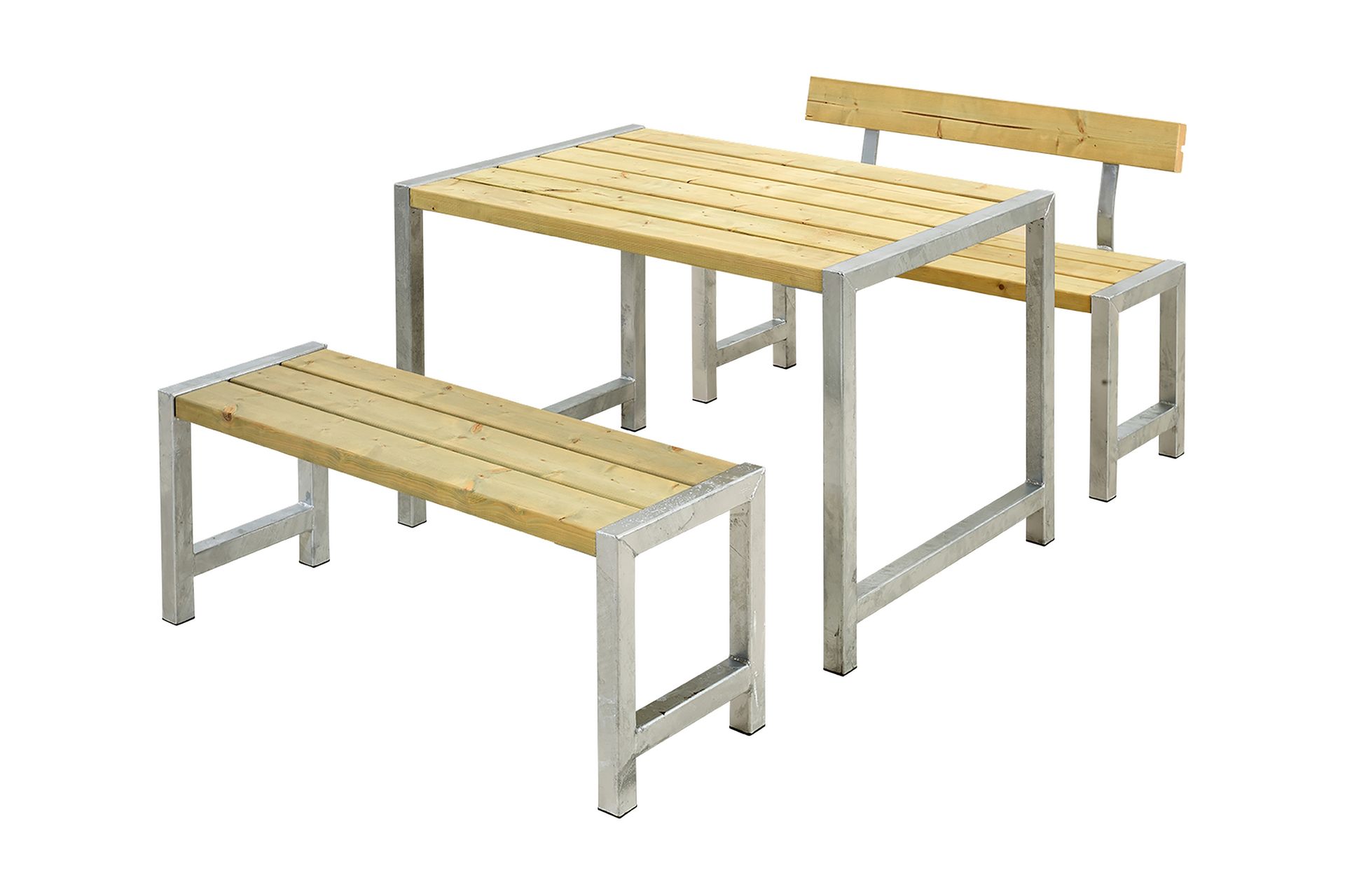 PLUS Cafésett med 1 Ryggstøtte 127 cm Trykkimpregnert - Hagemøbler - Hagebord - Piknikbord