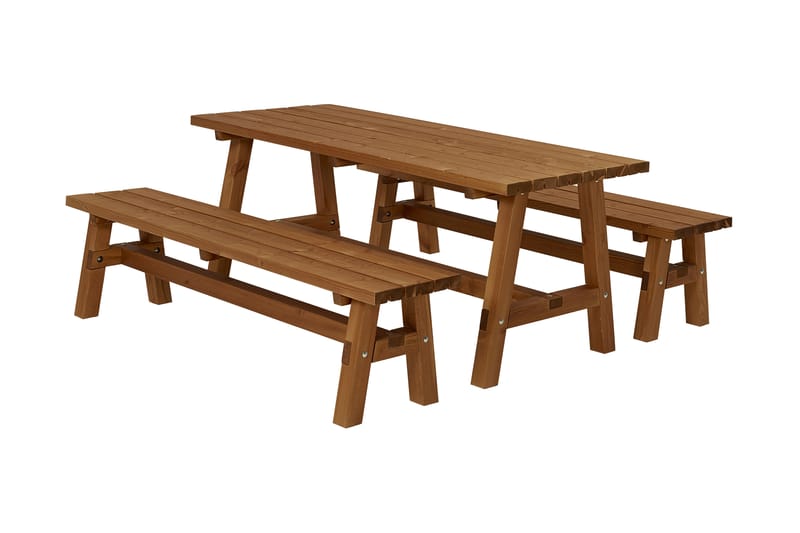 PLUS Country Plankesett 177 cm Bord og 2 Benker Grunnet Teak - Hagemøbler - Hagebord - Piknikbord