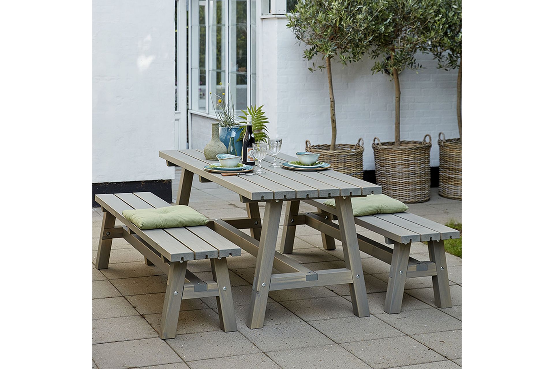 PLUS Country Plankesett 177 cm Bord og 2 Benker, - Hagemøbler - Hagebord - Piknikbord
