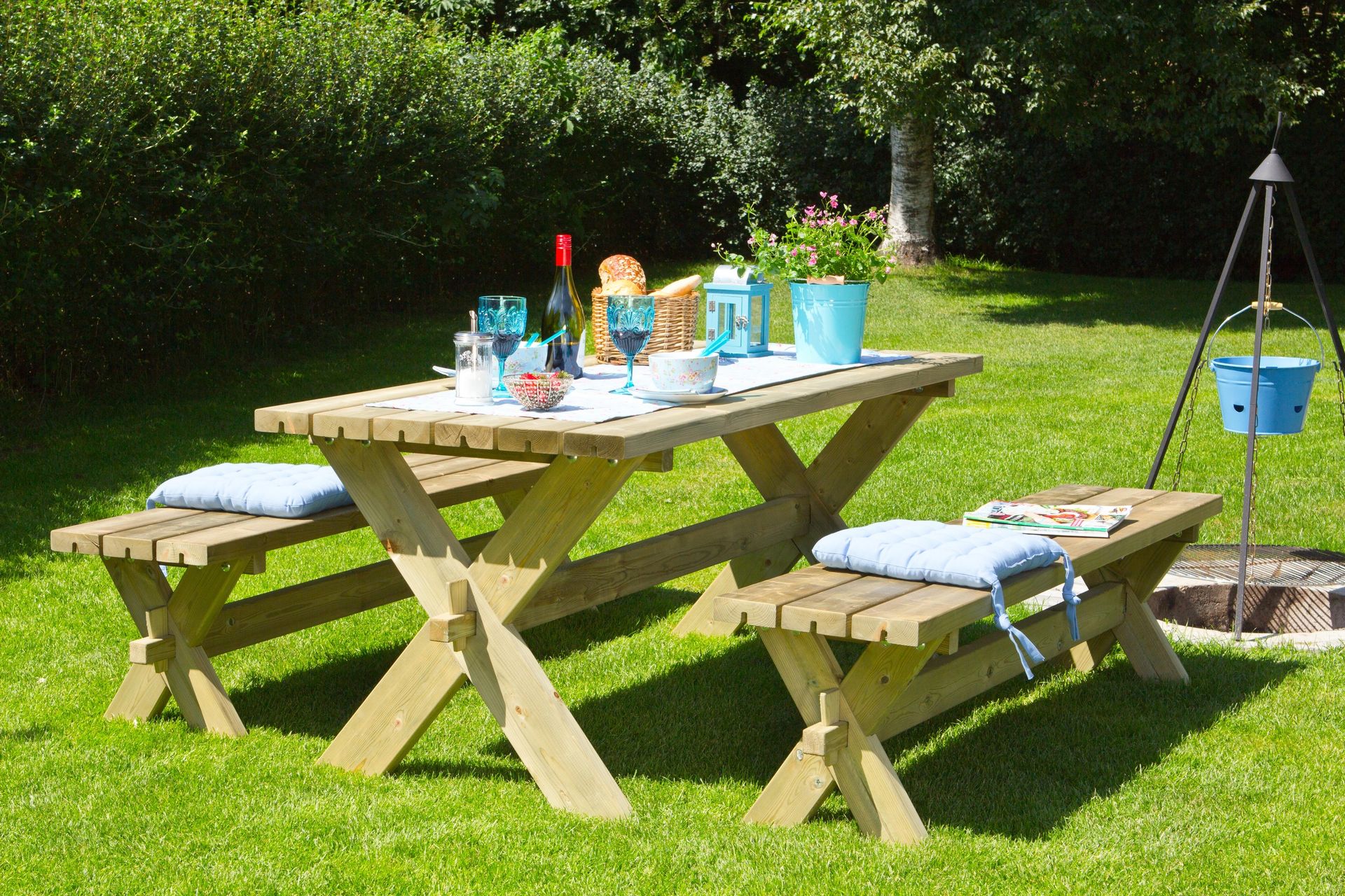 PLUS Nostalgi Bord/Benksett 177 cm Bord og 2 Benker - Hagemøbler - Hagebord - Piknikbord