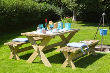 PLUS Nostalgi Bord/Benksett 177 cm Bord og 2 Benker - Hagemøbler - Hagebord - Piknikbord