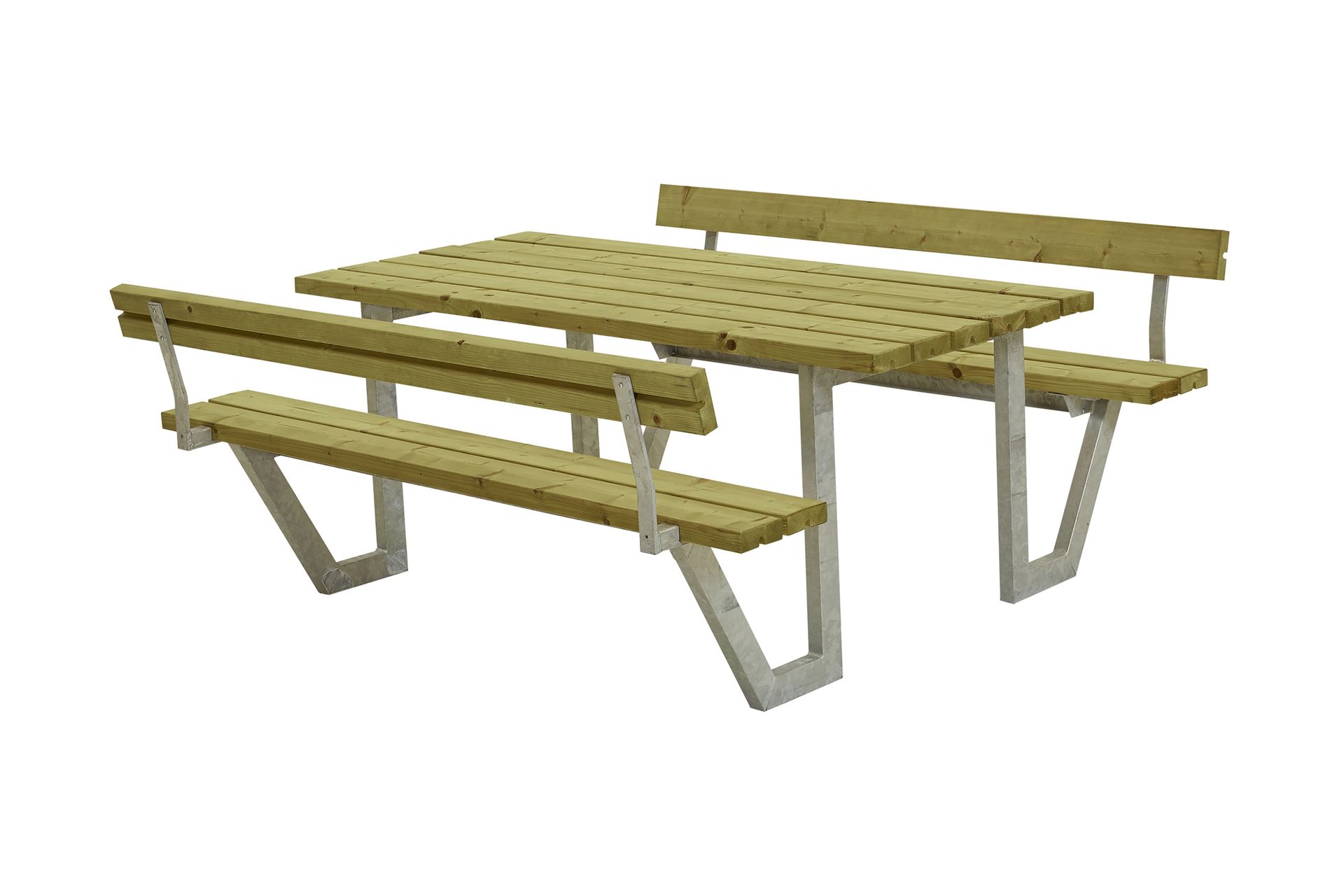 PLUS Wega Bord/Benksett med 2 Ryggstøtte 177 cm Trykkimpregn - Hagemøbler - Hagebord - Piknikbord