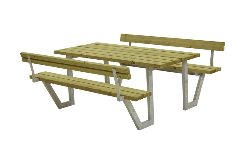 PLUS Wega Bord/Benksett med 2 Ryggstøtte 177 cm Trykkimpregn - Hagemøbler - Hagebord - Piknikbord