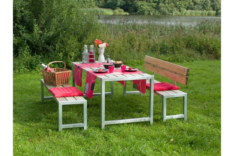 PLUS Plankesett med 1 Ryggstøtte 186 cm Trykkimpregnert - Hagemøbler - Hagebord - Piknikbord