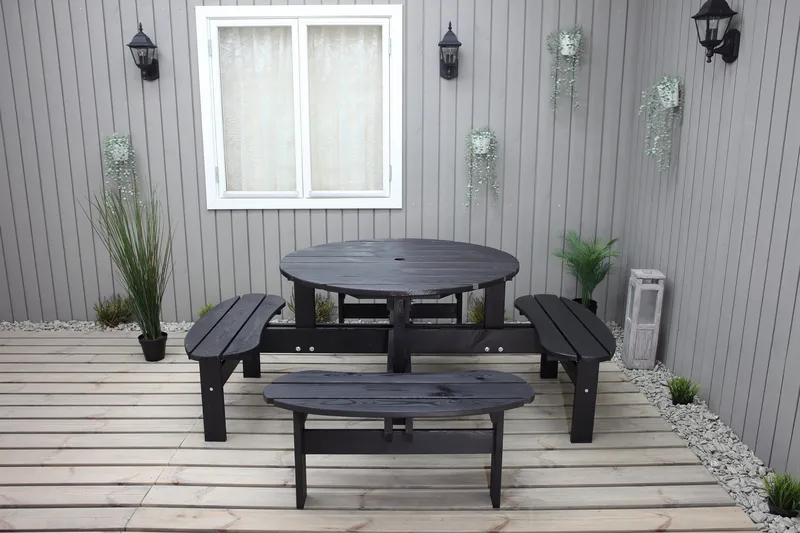 Rogolo Piknikbord 199 cm - Kaffesvart - Hagemøbler - Hagebord - Piknikbord