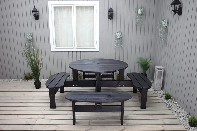 Rogolo Piknikbord 199 cm - Kaffesvart - Hagemøbler - Hagebord - Piknikbord