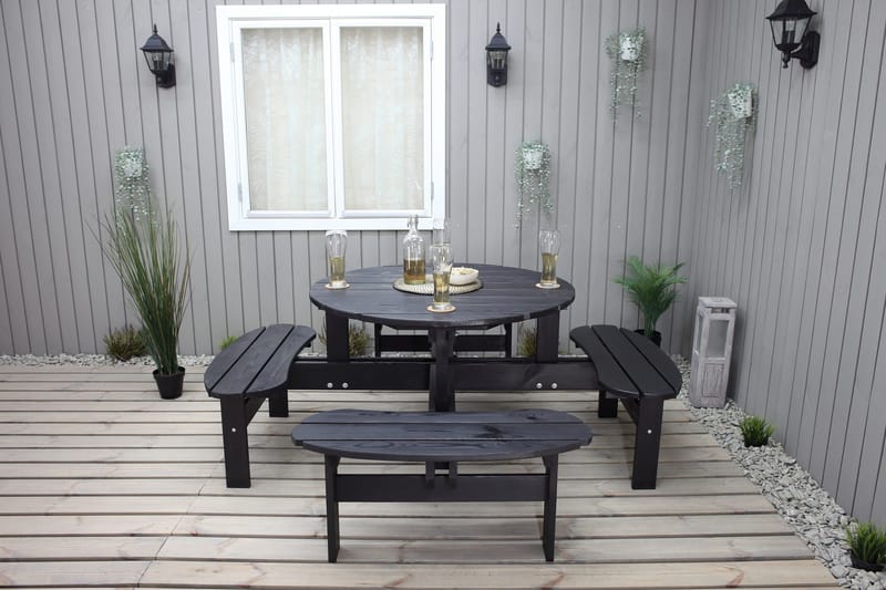Rogolo Piknikbord 199 cm - Kaffesvart - Hagemøbler - Hagebord - Piknikbord