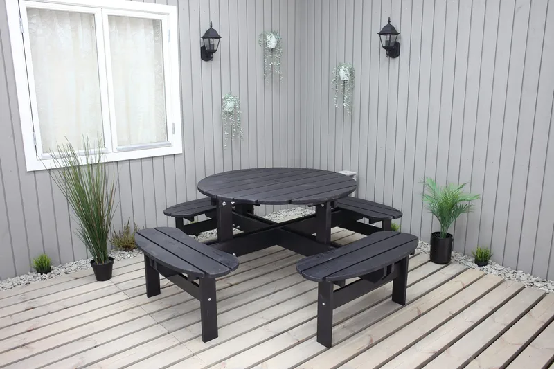 Rogolo Piknikbord 199 cm, Kaffesvart