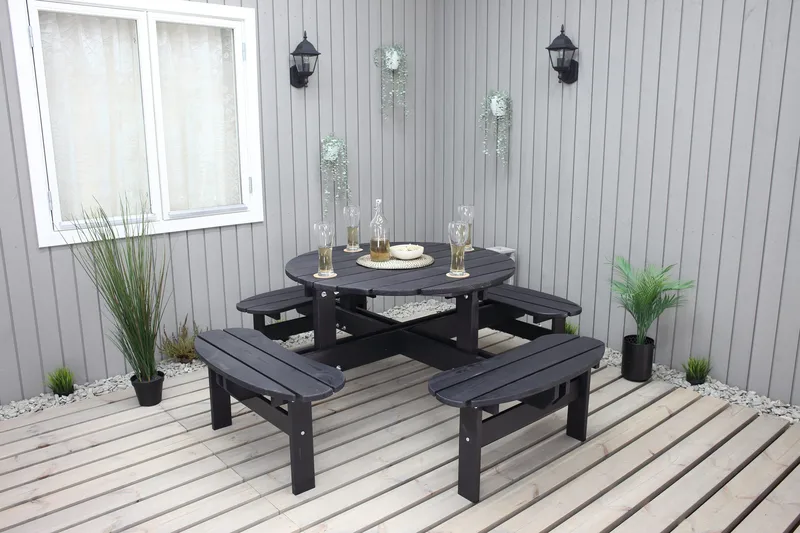 Rogolo Piknikbord 199 cm - Kaffesvart - Hagemøbler - Hagebord - Piknikbord