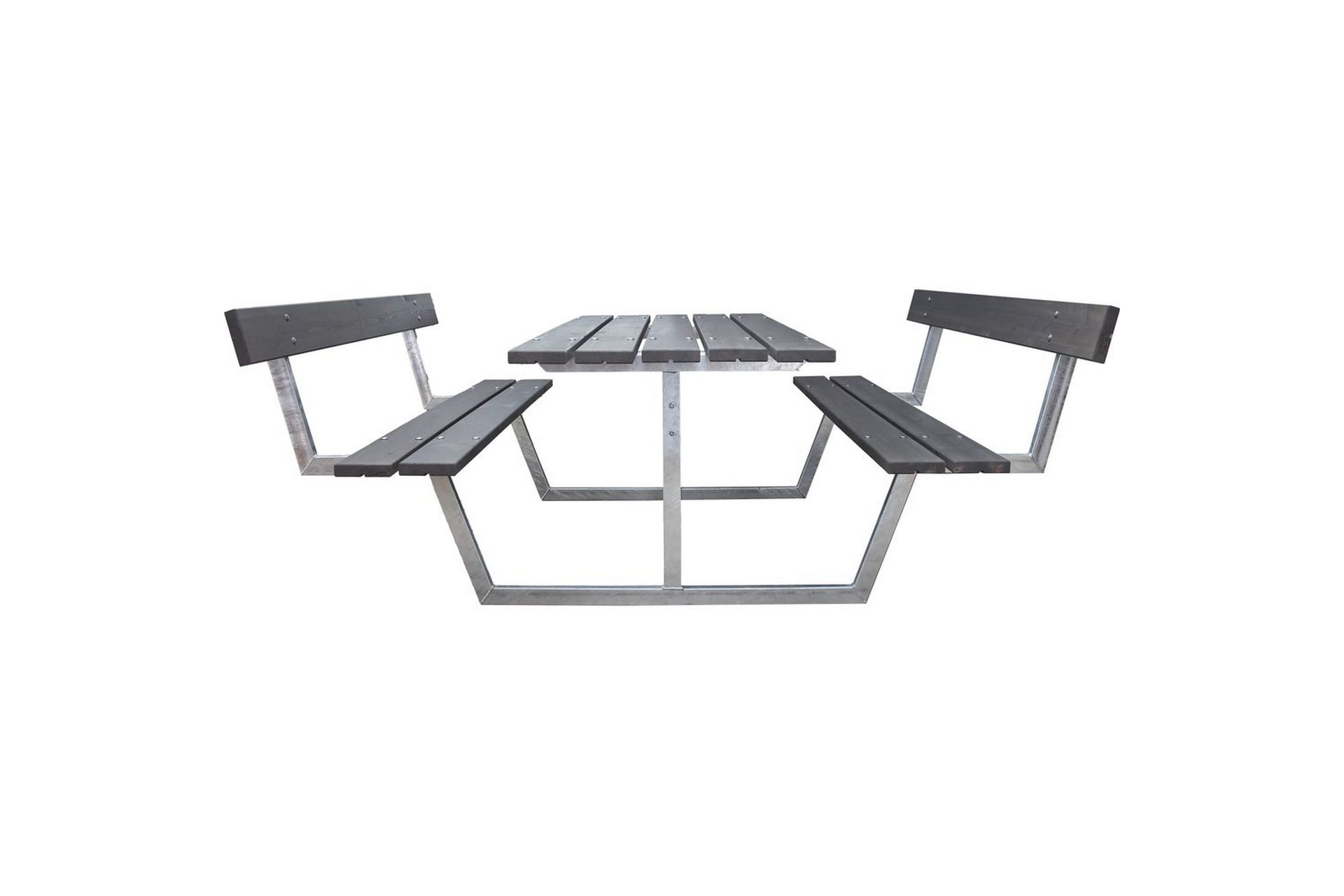 Piknikbord Rustikk Metall Med Ryggstøtte, - Med Ryggstøtte, Grå - Hagemøbler - Hagebord - Piknikbord