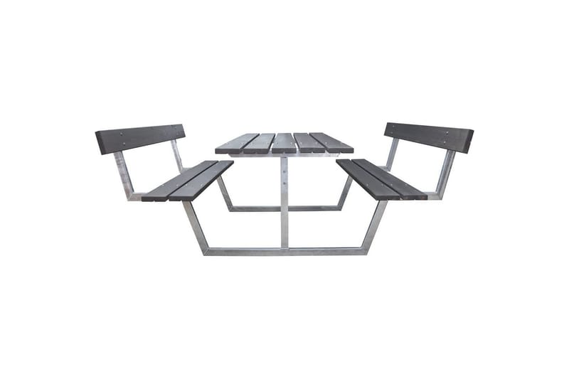Piknikbord Rustikk Metall Med Ryggstøtte, - Med Ryggstøtte, Grå - Hagemøbler - Hagebord - Piknikbord