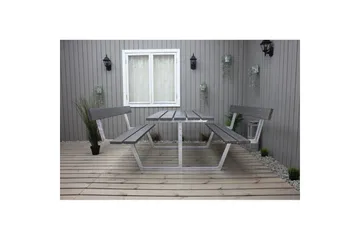 Piknikbord Rustikk Metall Med Ryggstøtte, - Med Ryggstøtte, Grå - Hagemøbler - Hagebord - Piknikbord